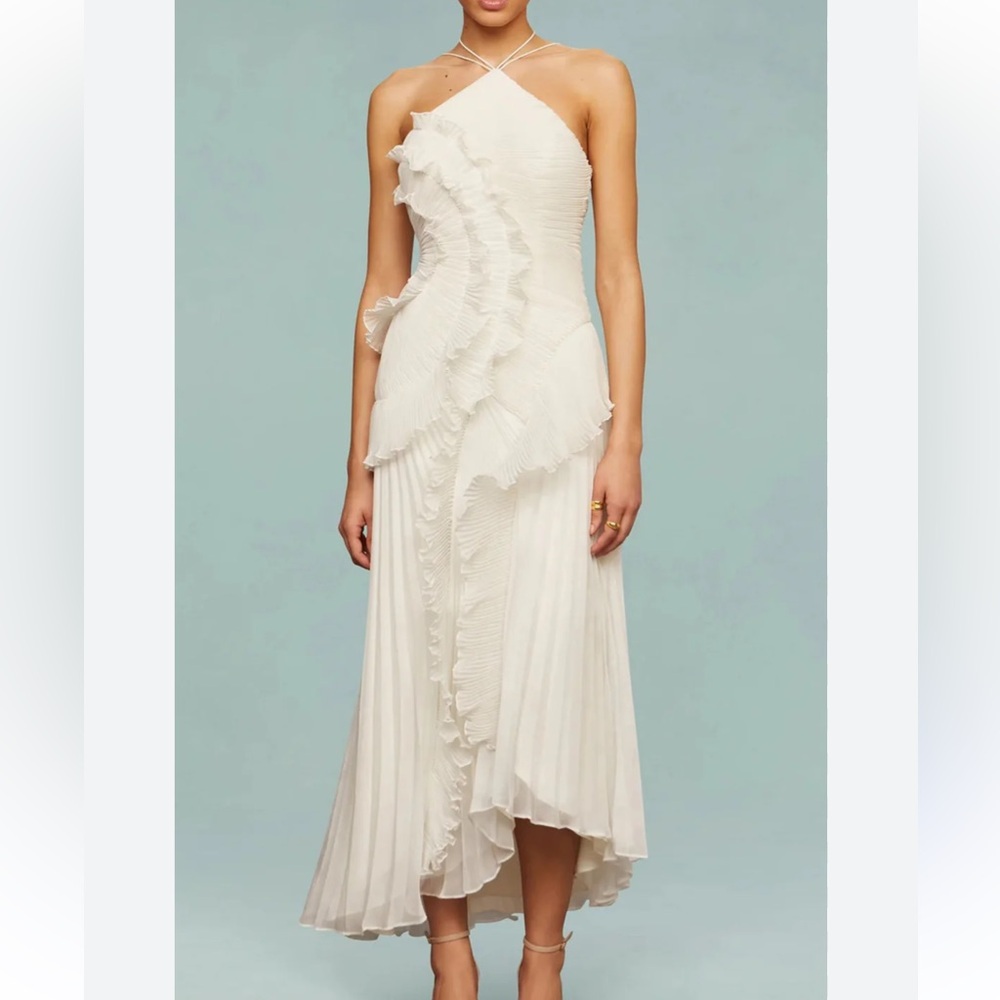 Ruffled Trim Midi Dress